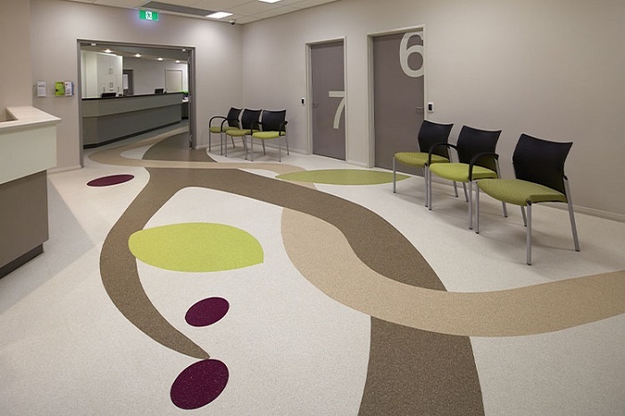 picture of a rubber hospital vinyl flooring with a patern