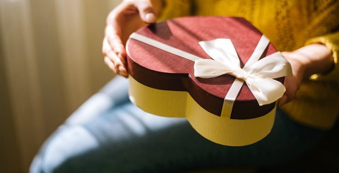 woman holding gift