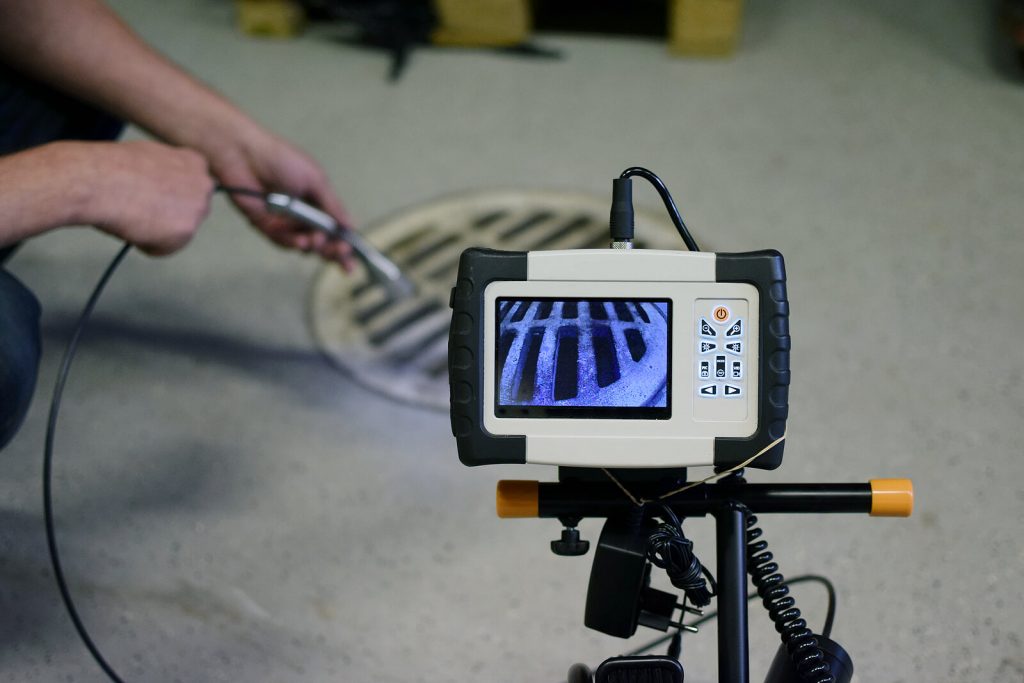Pipe inspection camera in use