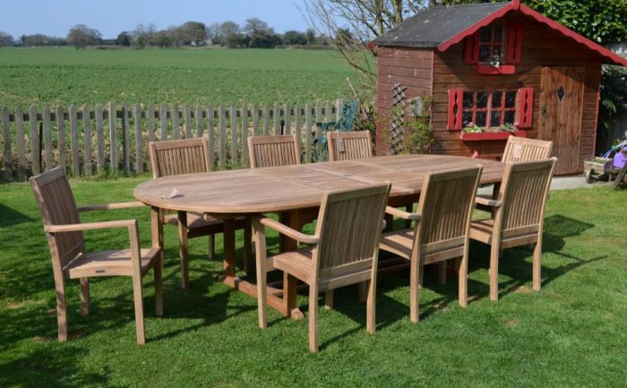8 seater outdoor dining teak table for backyard