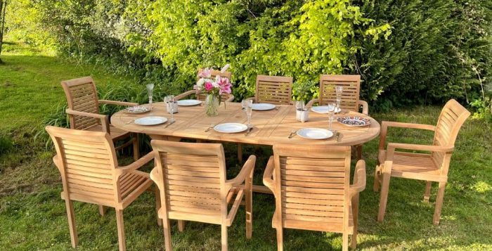 8 seater table made by teak wood for outdoor dining