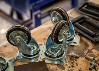 Caster Wheels on wooden table